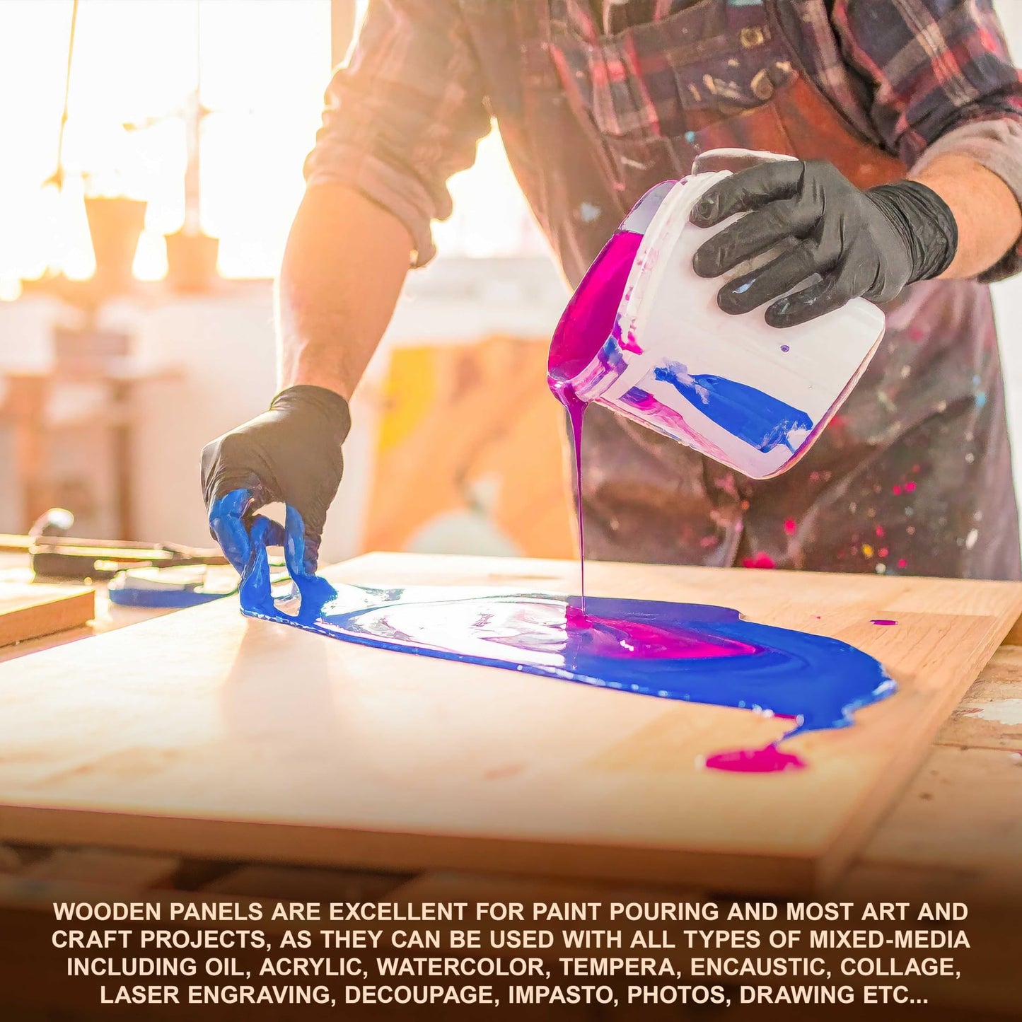 U.S. Art Supply 09" x 12" Unfinished Cradled Wood Panels for Painting, Studio 3/4" Deep (4 Pack) - Artist Depth Birch Wooden Wall Canvases - Mixed-Media Craft, Acrylic, Oil, Encaustic, Paint Pouring