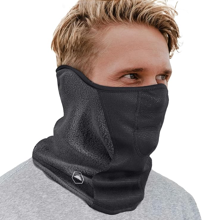Tough Headwear Half Ski Mask - Warm Fleece Face Mask - Stretch Neck Gaiter Skiing Accessories - Breathable Cold Weather Gear