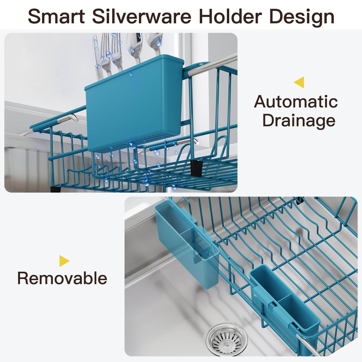 Blue Dish Drying Rack in Sink