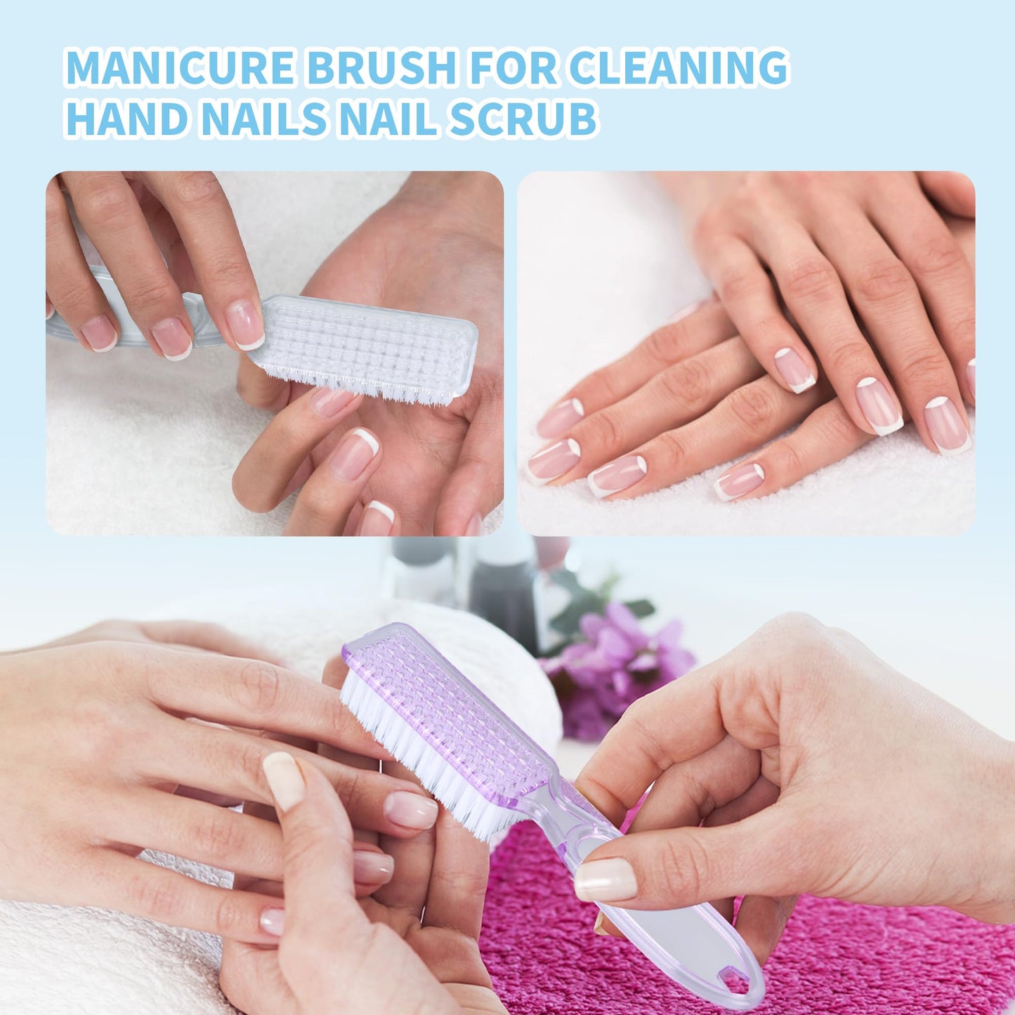 Axigundaone 50 Pcs Handle Grip Nail Brushes Bulk, Hand Fingernail Cleaning Manicure Brush, Multicolor Nail Scrub Brushes for Toes and Fingernail Cleaning (5 Colors)