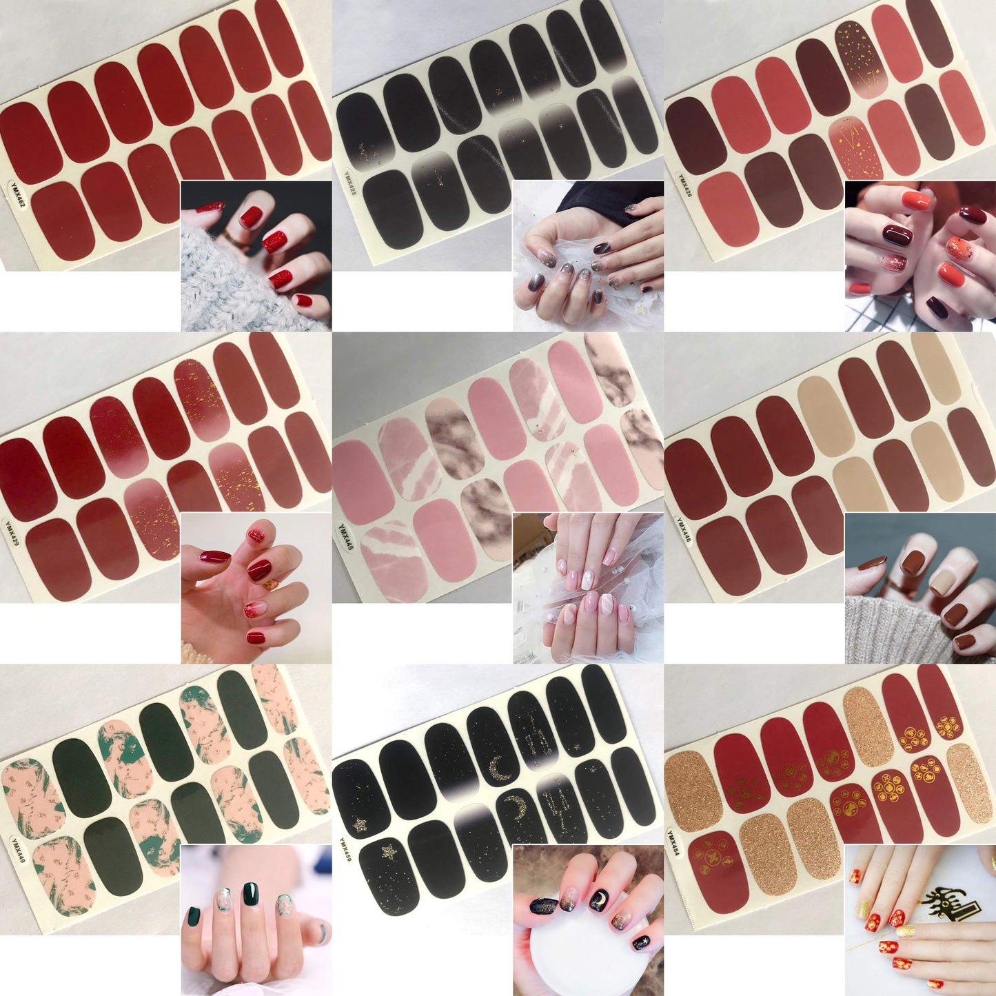 SILPECWEE 30 Sheets Adhesive Nail Polish Strips Wraps 1Pc Nail File Marbling Ombre Design Nail Art Stickers Decals Manicure Kit for Women