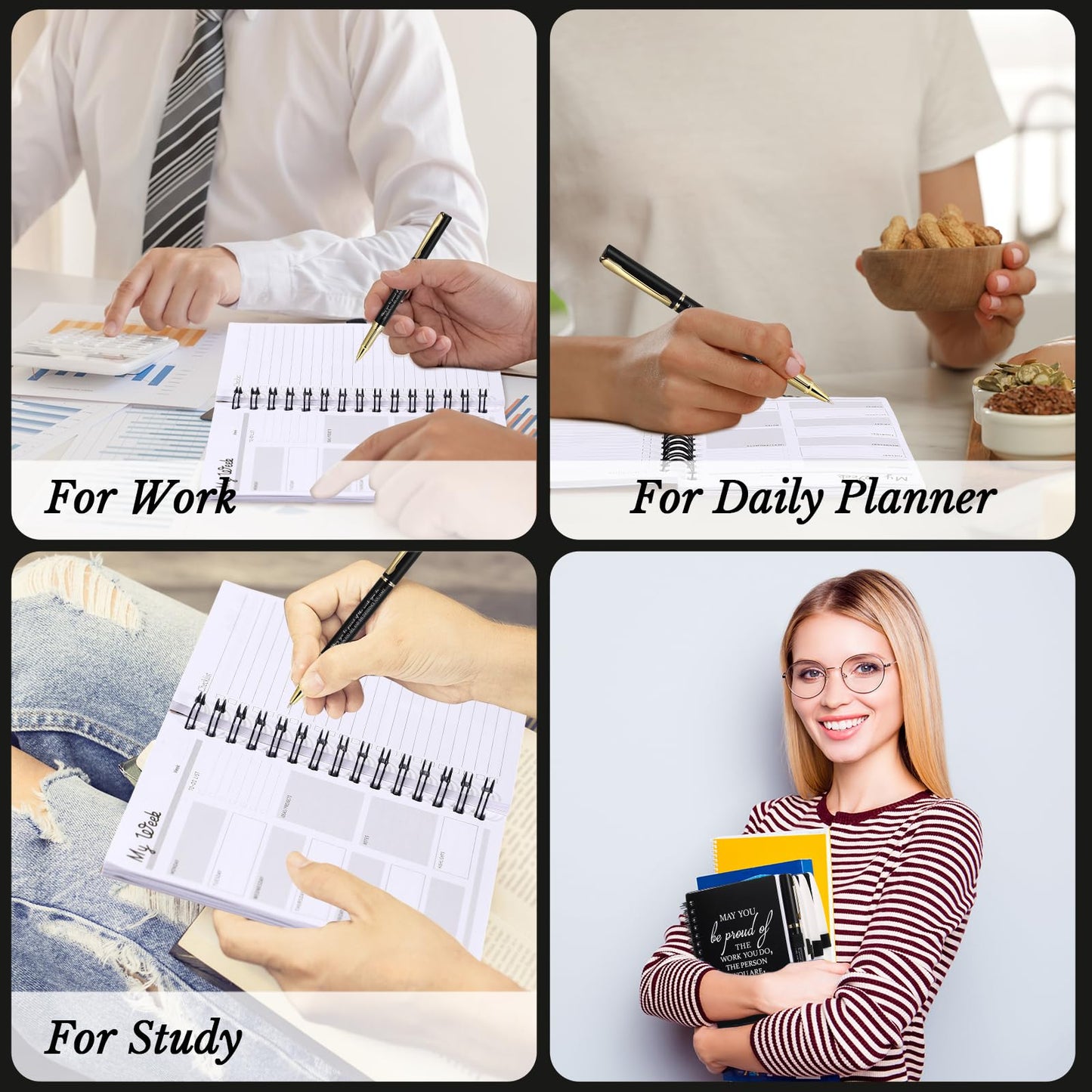 Tellingyou 20 Pcs/ 10 Set Employee Appreciation Gifts 2026-2027 Weekly Planners Journals A6 to Do List Bulk Notepads and Pens Thank You Gifts for Coworkers Teacher Staff (Black)