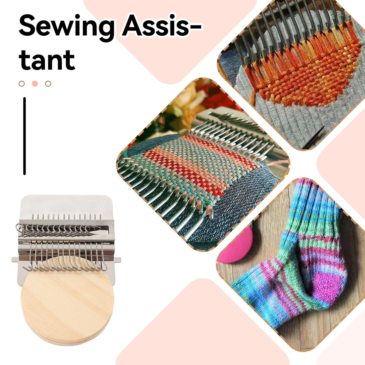 Agatige Speedweve Small Mini Darning Looms, Wooden Loom Speedweve Type Weave Tool Knit Patch Kit for DIY Crafts Mending Jeans Clothes Tapestries Carpets Scarves (21 Needles)