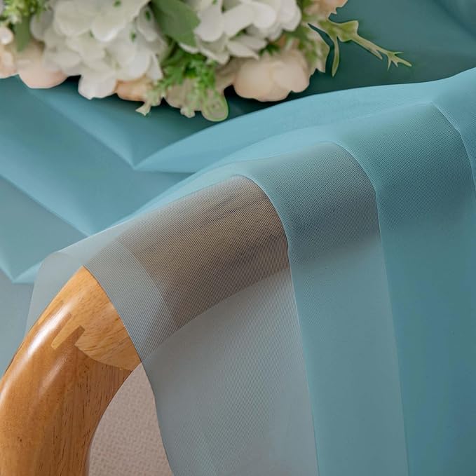 Simplebrand Aqua Short Sheer Curtains 45 Inch Length for Small Windows, Rod Pocket 2 Panels Set Solid Voile Drapes Window Sheer Curtains for Bedroom Bathroom Kids Room Kitchen, 42x45 Inch, Aqua