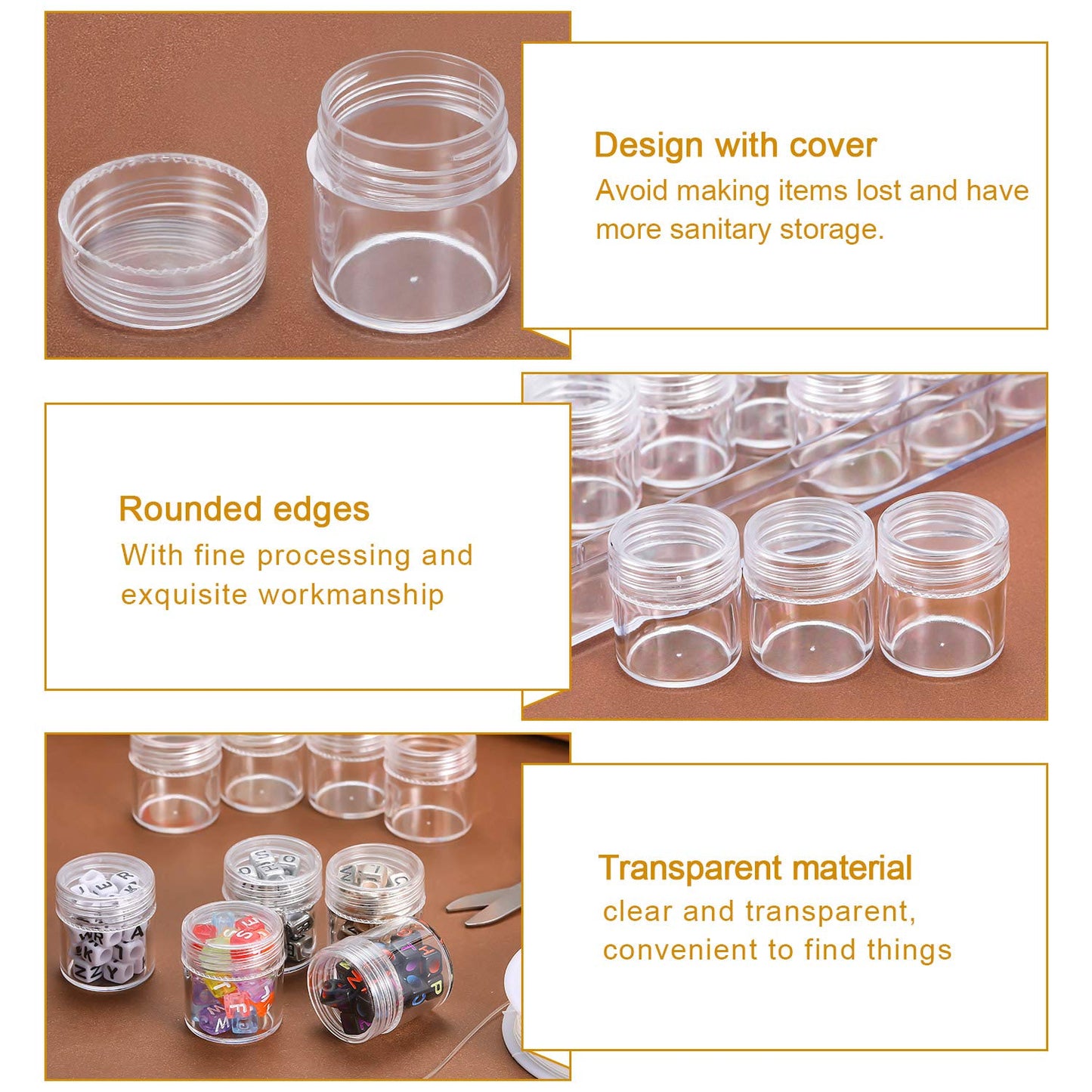 Blulu 30 Grids Bead Organizer Bead Containers Diamond Art Painting Storage with Lid Clear Plastic Small Storage Jars Diamond Painting Accessory Box for DIY Craft Jewelry Seeds(1.15 x 1 Inch)