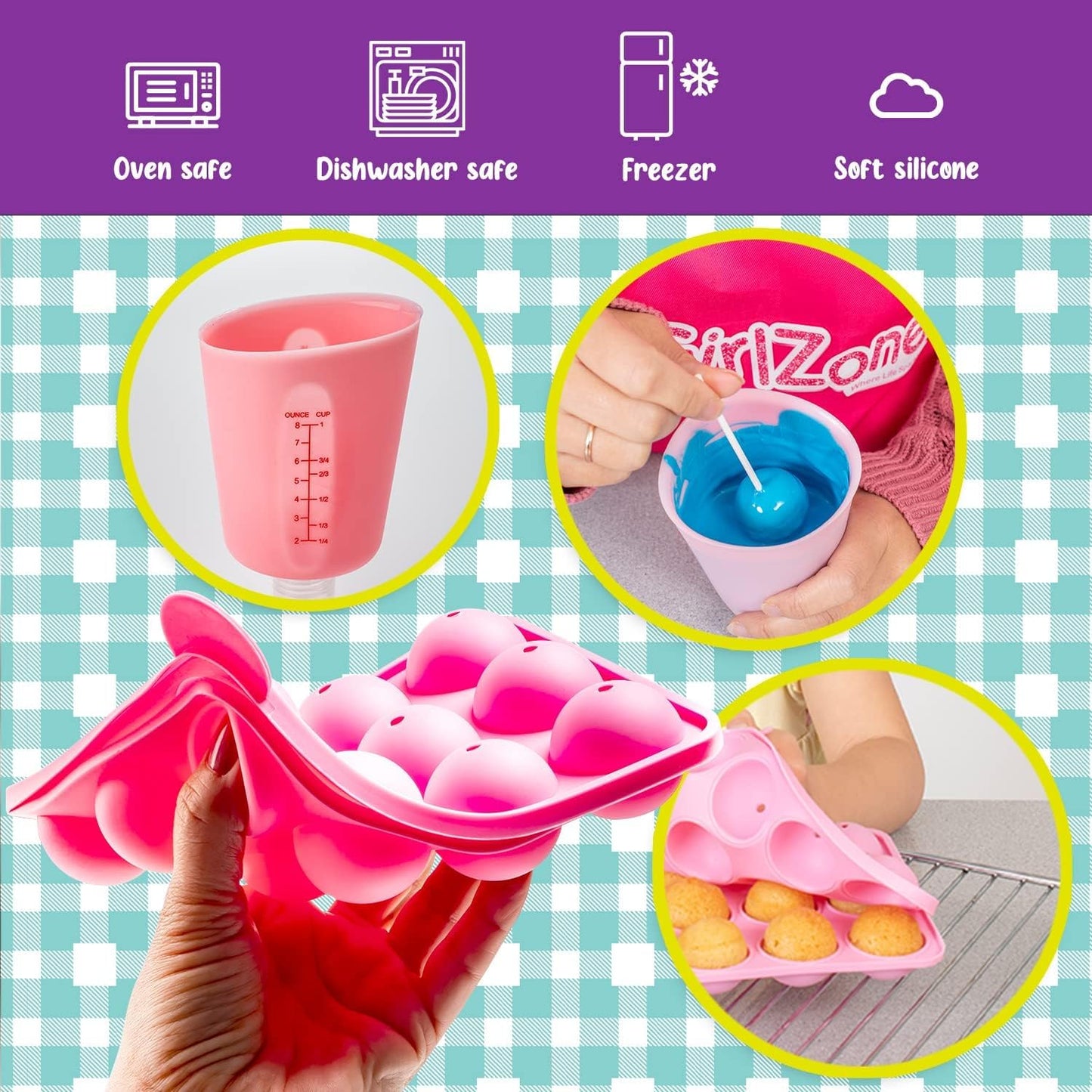 GirlZone Cake Pop Craze Kit, Baking Set for Kids Ages 10–12 with Cake Pop Mold, Stand, Gifting Bags & Decorating Pen, Fun Creative Kitchen Activity, Birthday Gift