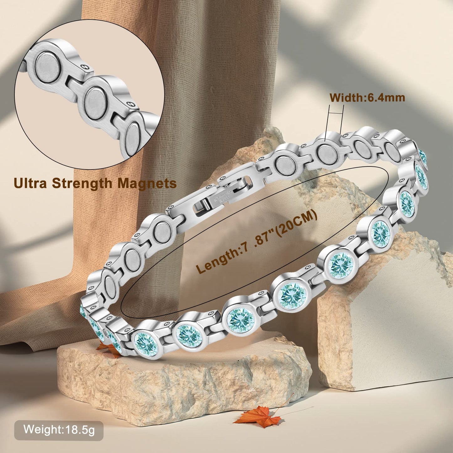 JEROOT Ultra Strength Magnetic Bracelet for Women | 3500-6000 Gauss Neodymium Magnets | Magnetic Therapy Jewelry with Adjustable Tool & Gift Packaging