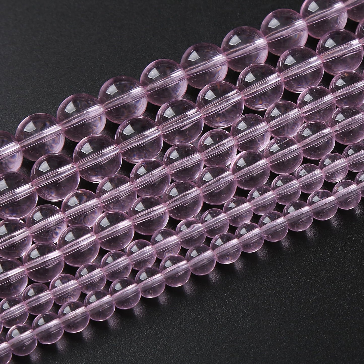 10mm 38pcs Smooth Rose Pink Glass Beads Quartz Crystal Round Loose Beads for Jewelry Making DIY Bracelet Necklace