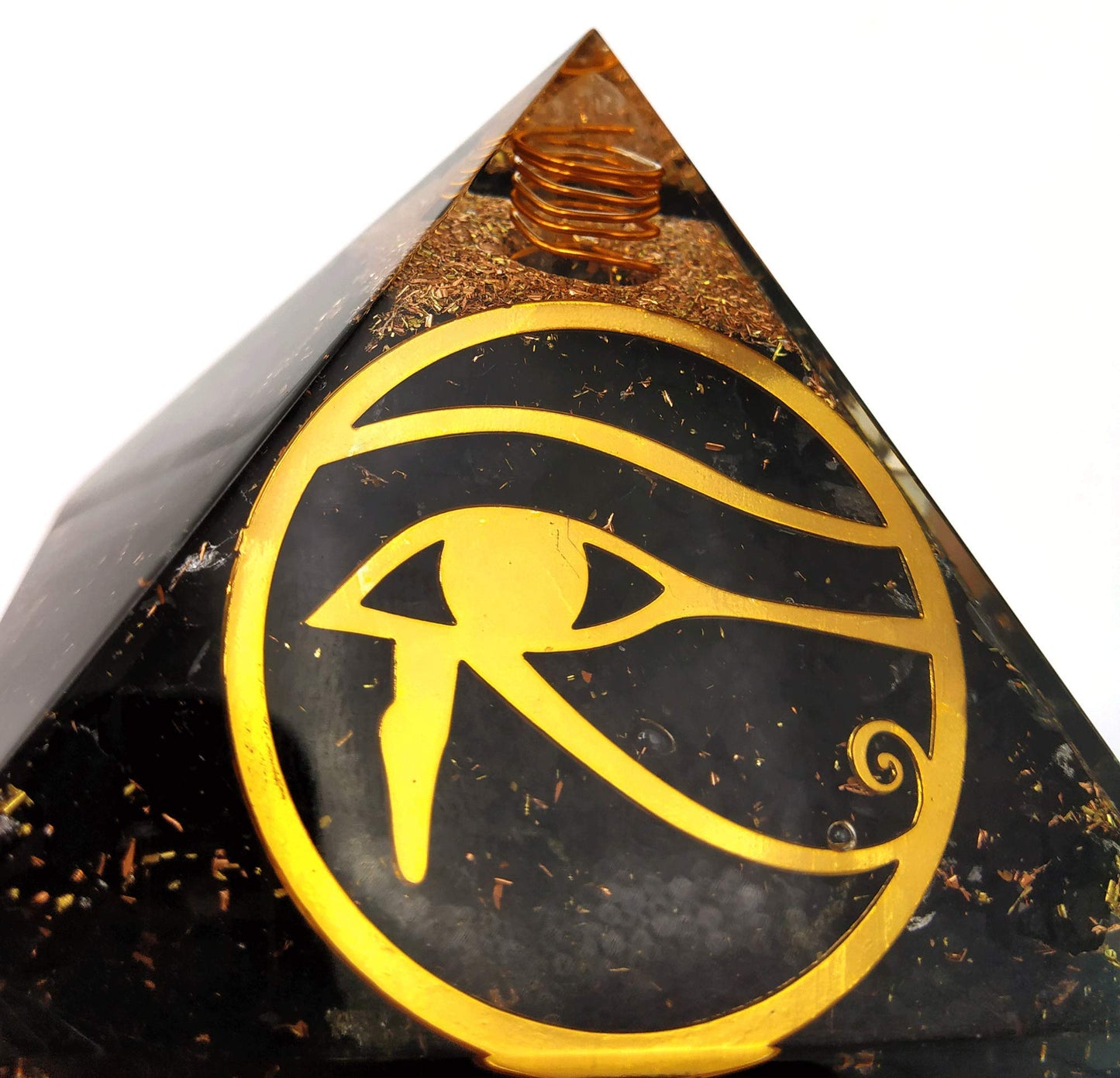 Large Orgone Pyramid | Shungite Pyramid Crystal | Eye of Horus Orgonite Pyramid | Organ Pyramids Positive Energy Healing