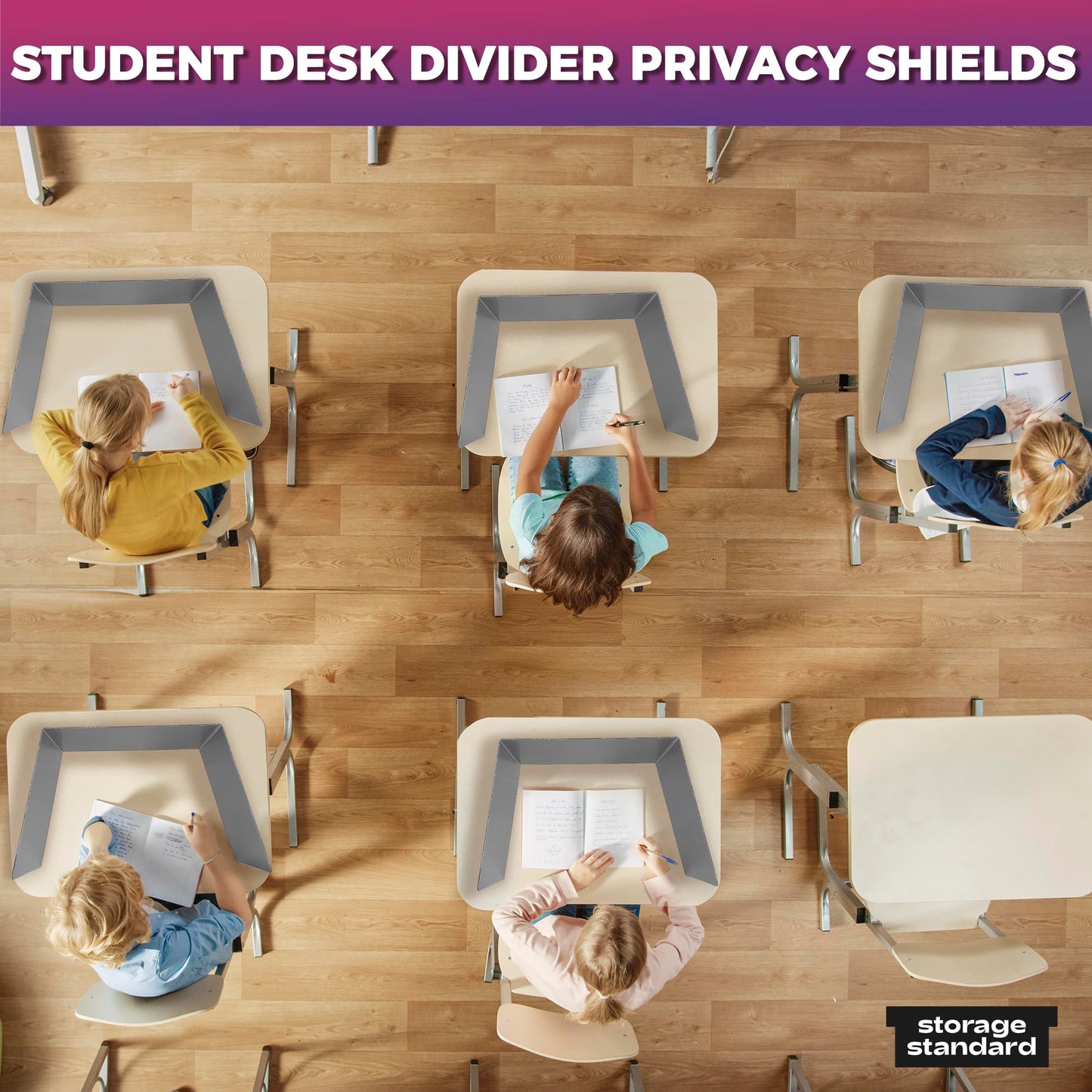 22-Pack Desk Dividers for Students - Waterproof & Durable Plastic Privacy Shield Divider, Classroom Folders Teacher Supplies, Easy-to-Clean Plastic Study Carrel Folder Boards for Student Desks, Grey