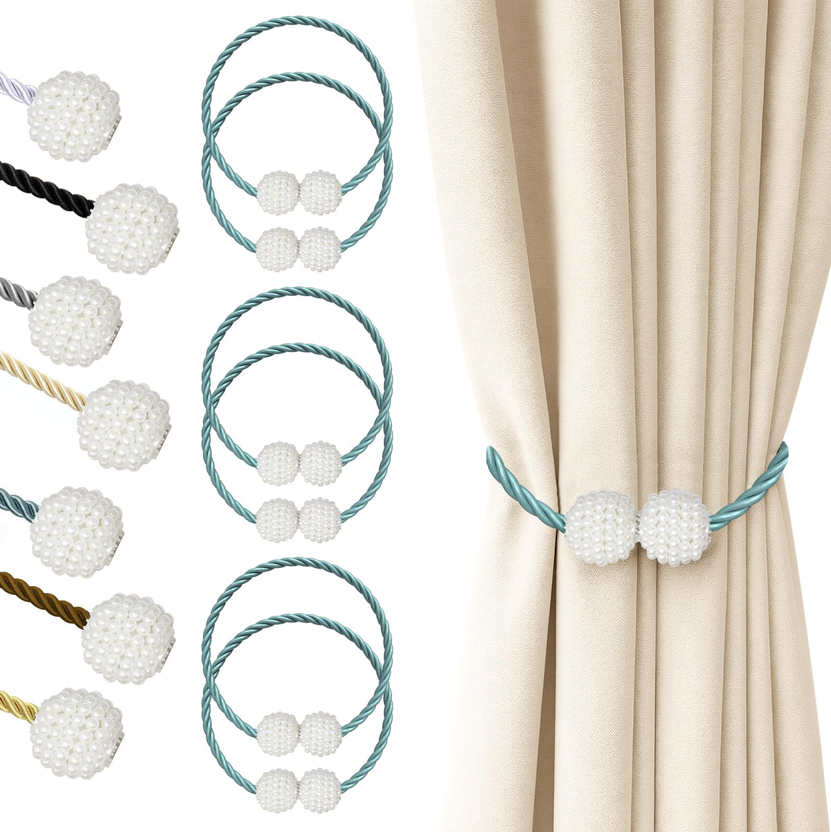 Magnetic Curtain Tiebacks Blue 6pcs (6 Count)