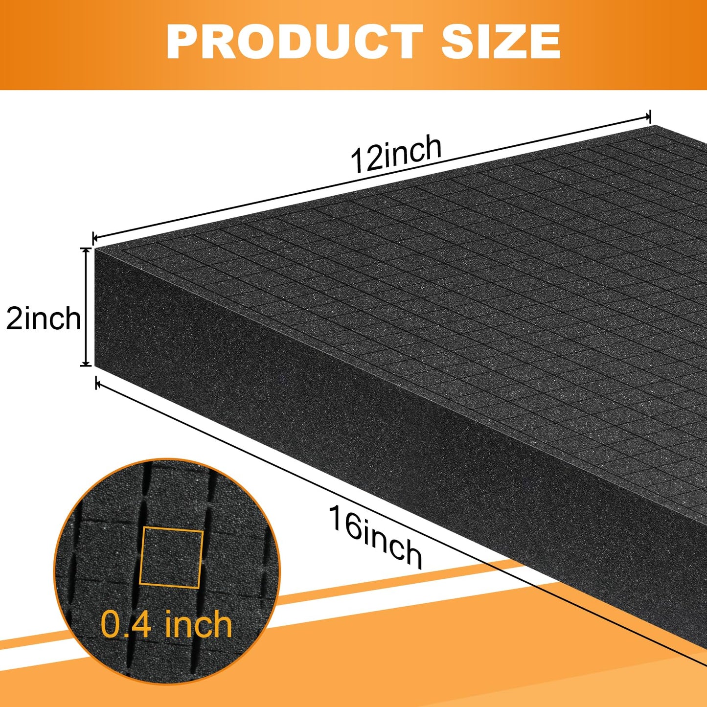 Eunice 6Pcs Polyurethane Foam Inserts -16 x 12 x 2 Inch Pick and Pluck Foam Padding Sheets for Tool Box, Camera Storage and Crafts