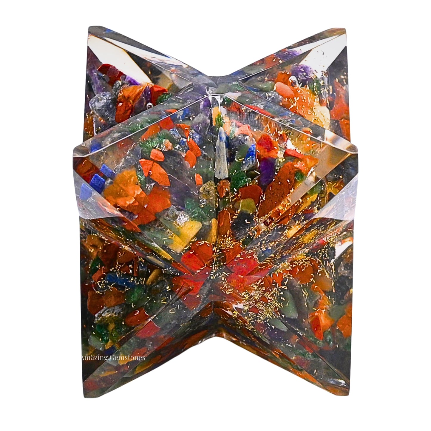 Amazing Gemstone 1 Pcs Seven Chakra Large Crystal Orgone Merkaba Star for Reiki Healing Meditation and Crystal Grid