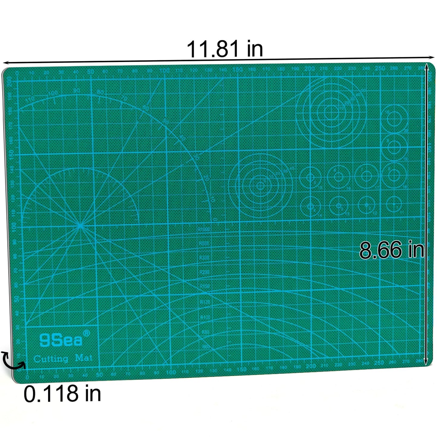 Self Healing Cutting Mat with Grid for Handmade Paper Cutting, Leather Crafts, Carving, Desktop Protectors 5-Ply Quilting Board A4-30x22x0.3cm(11.81x8.66x0.118in Green)
