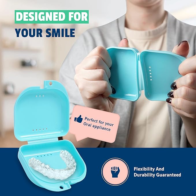 Retainer Case - Pack of 2 - Odorless Mouth Guard Case-Retainer Holder-Ventilated, Durable & Hygienic Night Guard Cases for Carrying and Protecting Braces, Partial Dentures & Aligners-3.14 x 3.14 x 1.1