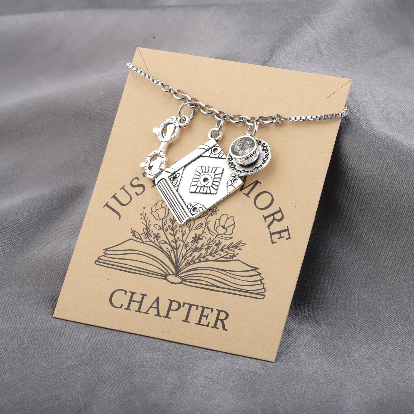 PLITI Reading Gift Bookworm Gift Book Nerd Gift Just One More Chapter Book Lover Bracelet For Women (chapter slide bg)