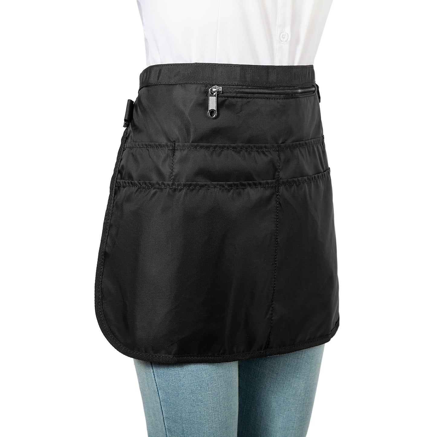 Bafelia Waterproof Server Apron for Women with 7 Pockets,Quickly Put on and Take off Waitress Aprons,Peony Work Apron for Bartender Barista