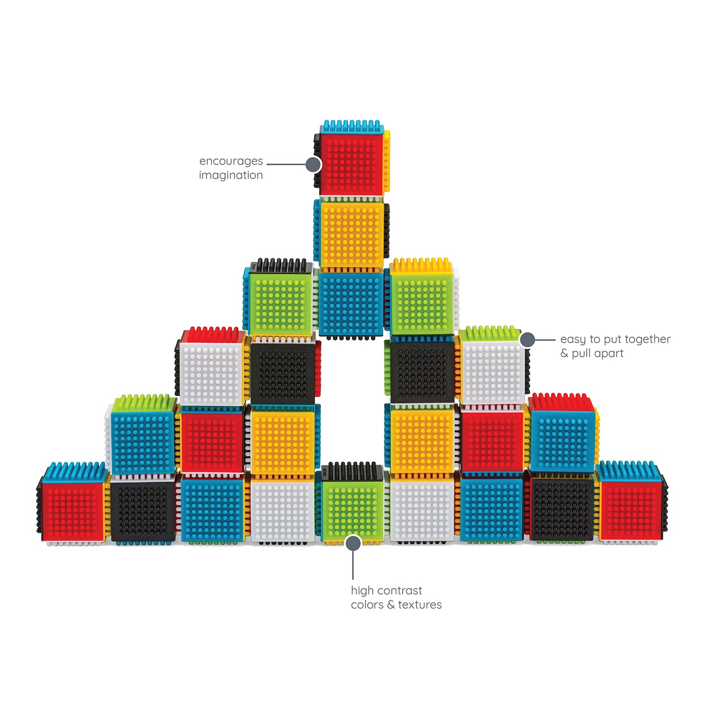Infantino Press & Stay Sensory Blocks, Developmental Activity Blocks, 24-Piece Multicolor Stacking Toy Set for Babies & Toddlers 12 Months+