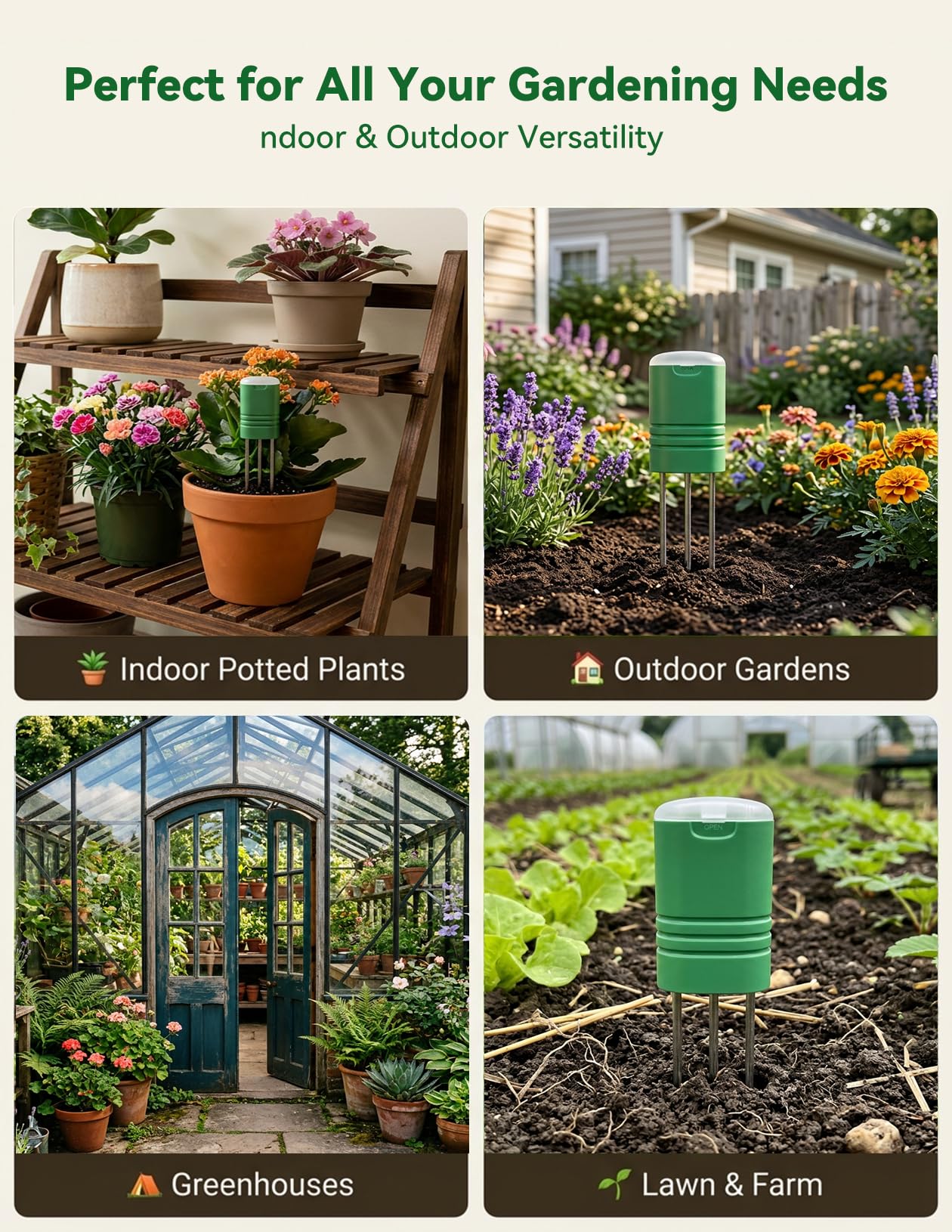 Nexuslab Wireless Soil Moisture Meter with LCD Receiver – 3‑Probe 3‑in‑1 Sensor (Moisture, Temperature, Light), 230 ft RF Range, Waterproof, Long Battery Life for Indoor/Outdoor Plants and Gardens