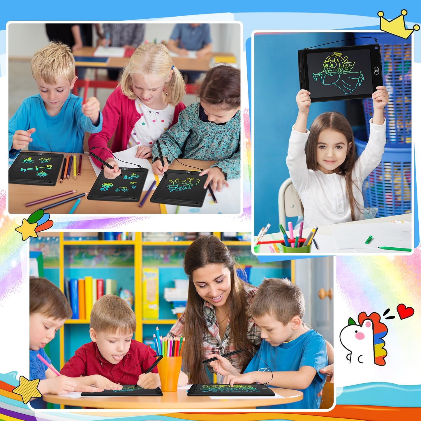 Zhehao 48 Pieces LCD Writing Tablet for Kids 8.5 Inch Doodle Pads Bulk Erasable Drawing Doodle Board Drawing Pads Learning Toy for Valentine Easter Gift Boys Girl Age 3-10(Black)