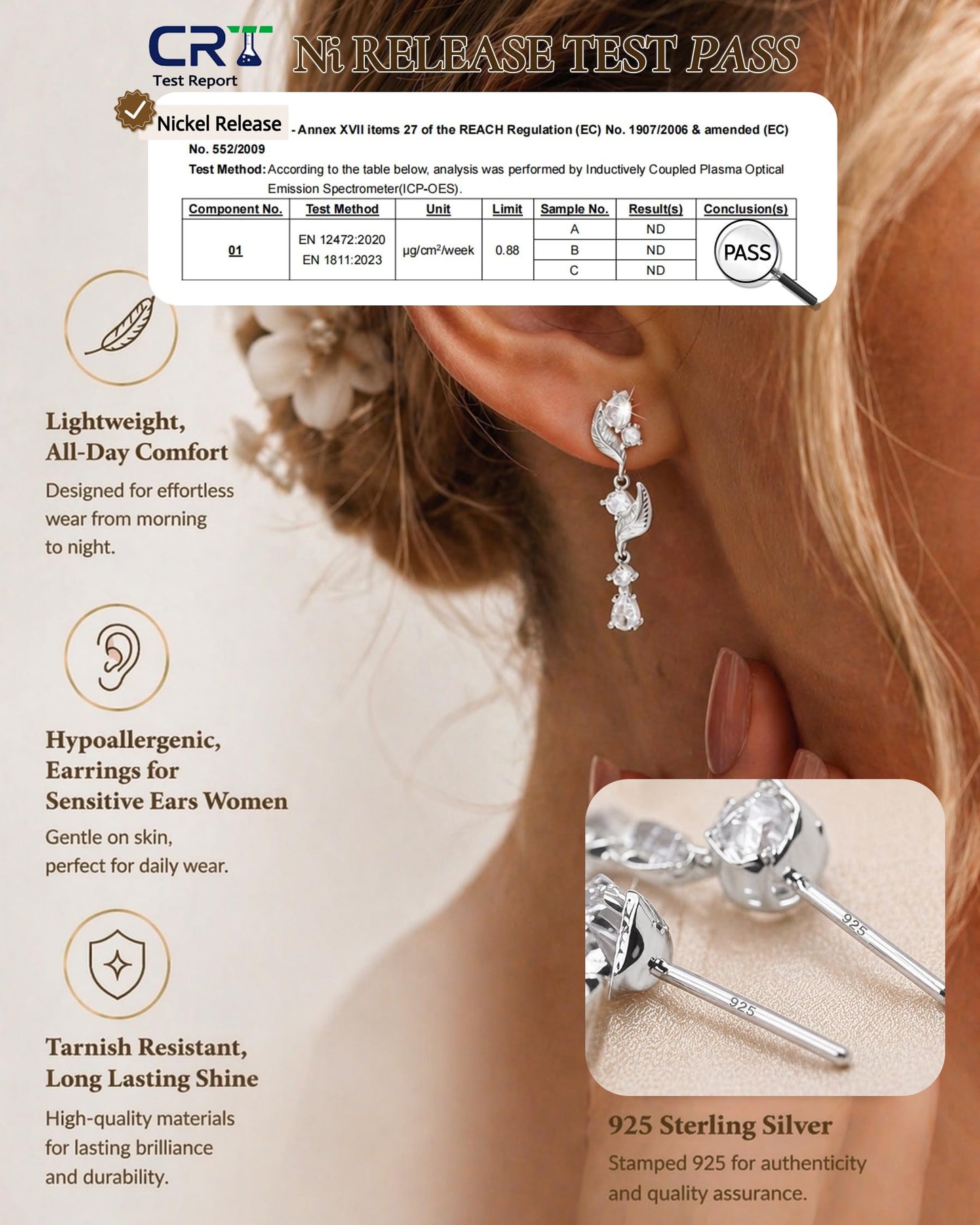 925 Sterling Silver Dangle Earrings for Women Trendy Brides Drop Dangle Cubic Zirconia Elegant Prom Bridal Bridesmaids Wedding Anniversary Dangling Jewelry