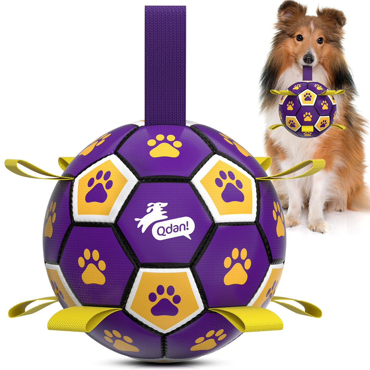 QDAN Dog Toys Balls with Bell Inside, Squeaky Dog Balls for Tug of War, Puppy Birthday Gifts, Dog Water Toys, Ball for Small Dogs(Black Green, 5 inch)