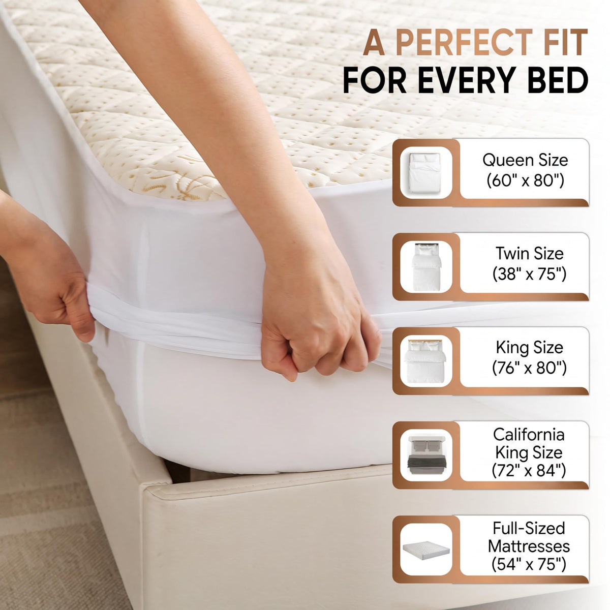 Luxury Quilted Organic Cotton Mattress Protector Full Size