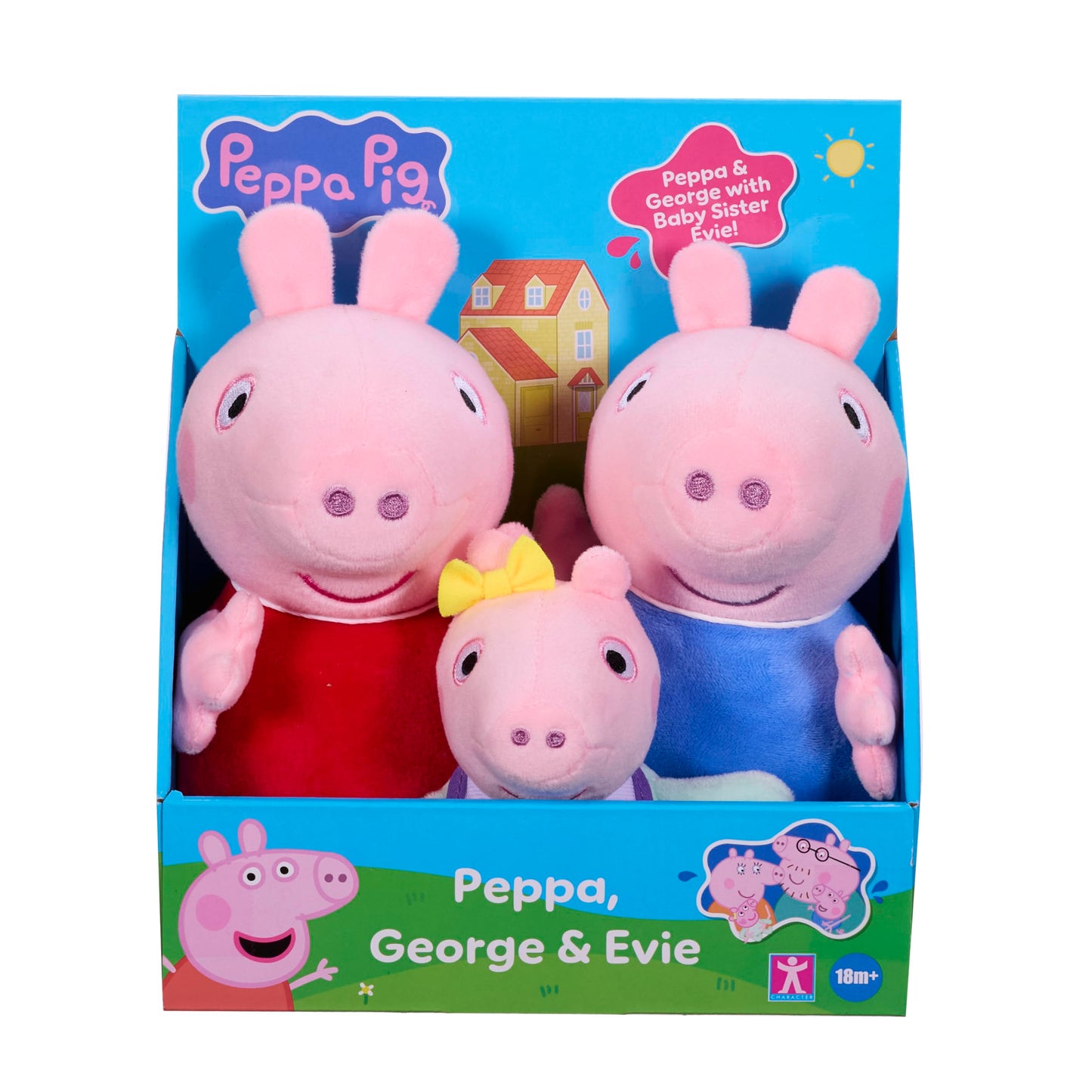 Peppa Pig Plush 3 Piece Set - Peppa, George & Baby Evie - Super Soft Classic Plush Toy 18 Months +