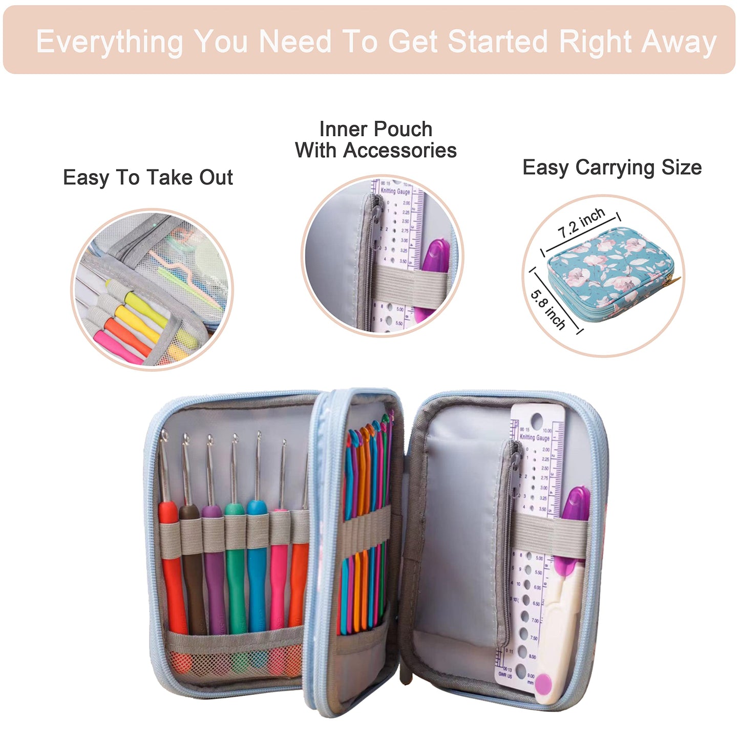 SHAXANO Crochet Hooks Kit with Case, 86-Piece, Ergonomic Crochet Needles Weave Yarn Kits DIY Hand Knitting Art Tools for Beginners and Experienced Crochet Lovers