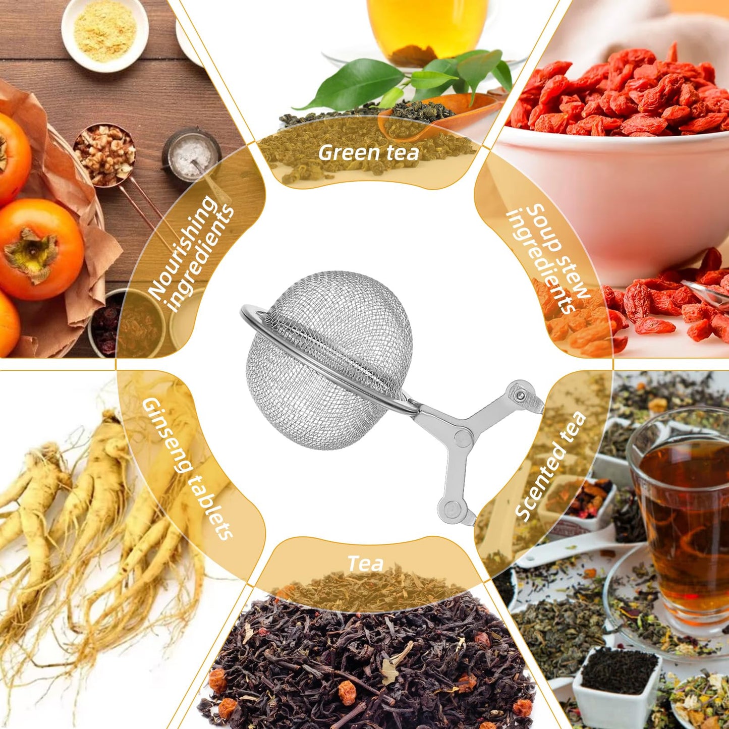 Ckhoid 36PCS Tea Infuser Filter with Handle, Snap Ball Tea Strainer, Stainless Steel Fine Mesh Strainer Tea Steeper, Reusable Tea Ball Filter for Loose Leaf Tea Seasonings Spices