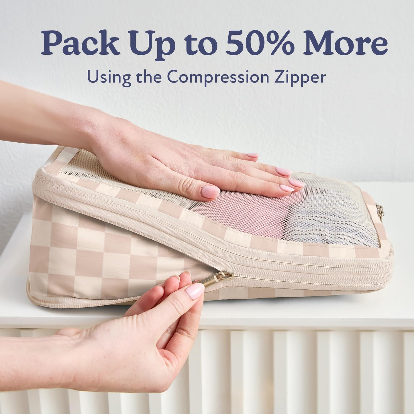 Vandel Space-Saving Compression Packing Cubes for Women with Hanging Toiletry Bag, Laundry Bag, Compressible Carry On Suit Case Organizer Luggage Packing Cubes for Travel Compression Organizer Bags