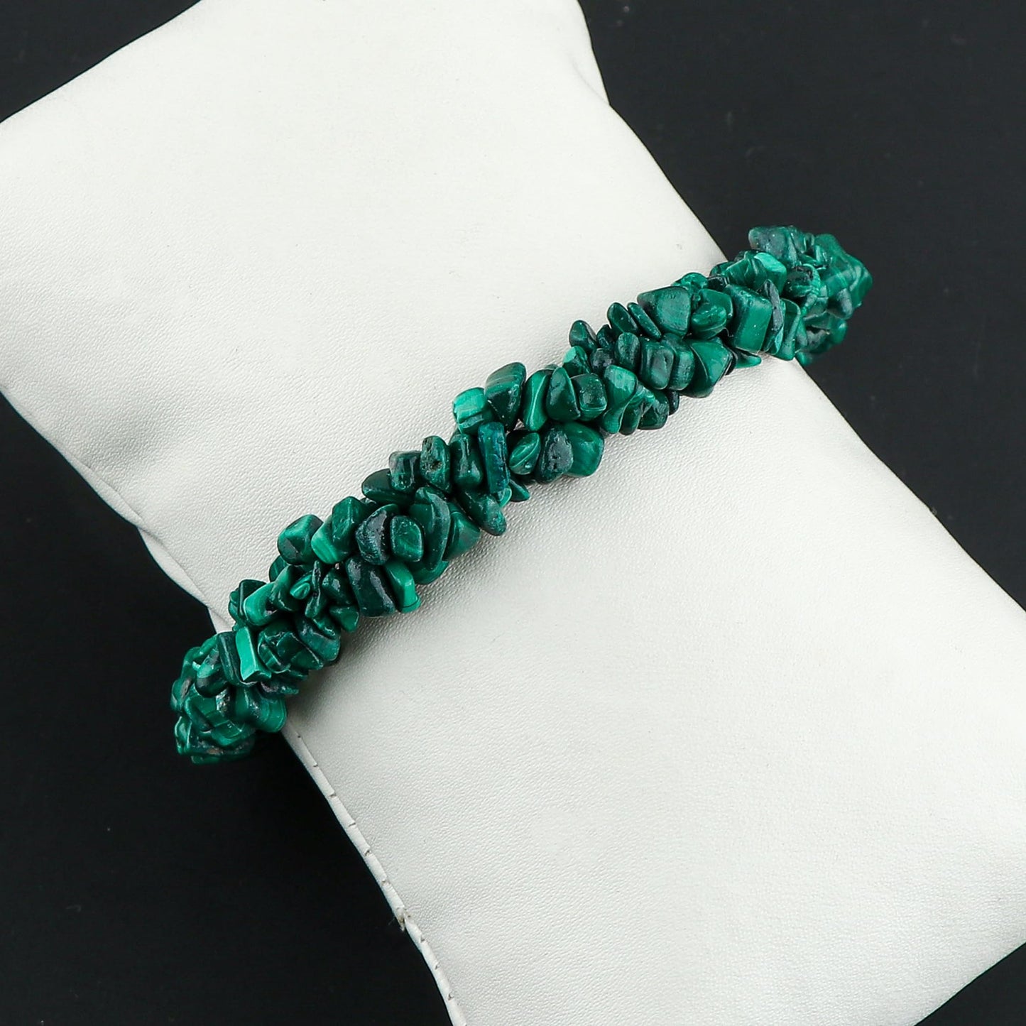 CRYSTALIS Natural Malachite Beads Braided Rope Bracelet, Chips Nuggets Beaded Gemstones, Chakra Healing Stones, Gift Giving Womens Jewelry, 925 Sterling Silver Bracelet 8 inch