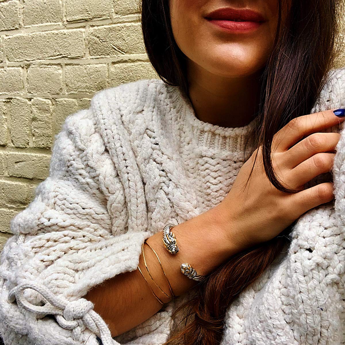 UNY JEWEL Jewelry Chinese Dragon Twisted Cable Wire Bracelet Cuff Bangle Vintage Cable Classics (Dragon Cable Cuff)