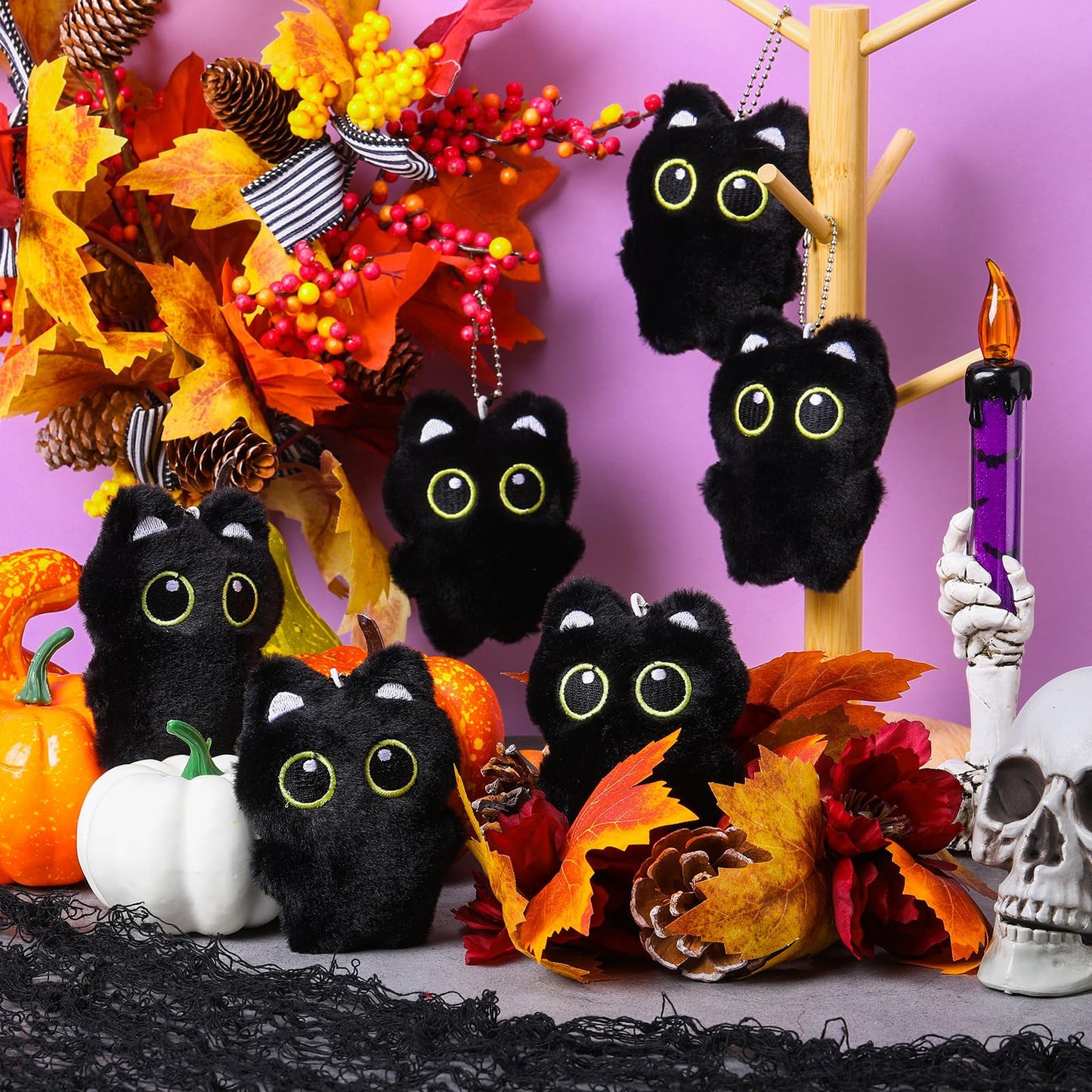 Zomiboo 9 Pcs Cat Stuffed Animals Bulk Mini Plush Cat Stuffed Kitten Soft Doll Plush Toys for DIY Keychain Classroom School Animals Pet Party Favors(Adorable Style)