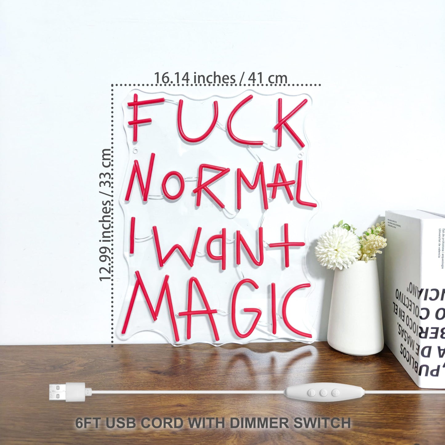 F**k Normal I Want Magic LED Neon Sign Bold Statement Wall Art Gothic Room Decor Alternative Aesthetic Light Christmas gifts
