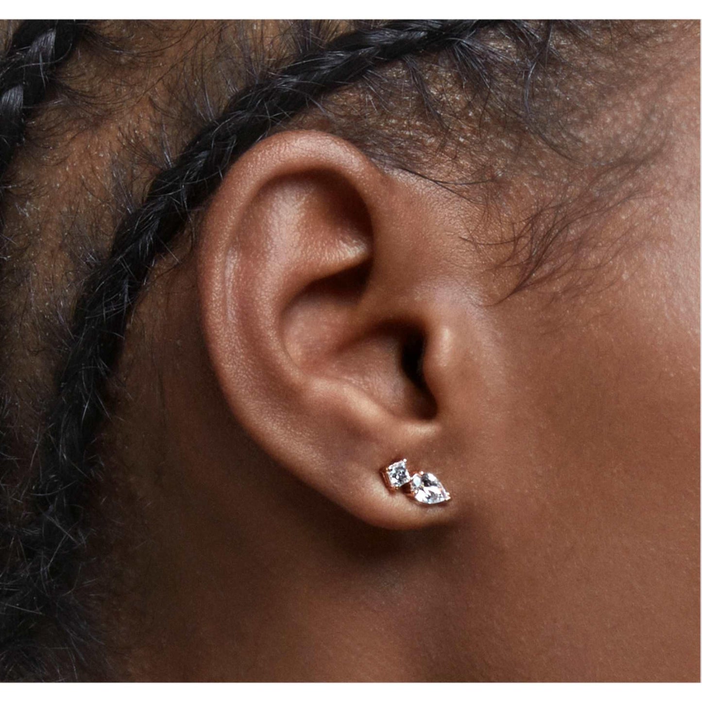 Swarovski Attract Earrings, White, Rose-Gold Tone Finish