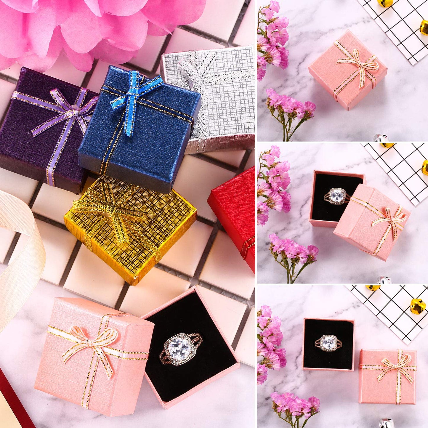Pangda 12 Pieces Cardboard Earring Gift Box Jewellery Ring Box Necklace Bracelet Earring Jewelry Package Case for Valentine Birthday Gift(Classical Color,1.57 x 1.57 x 1.06 Inch)
