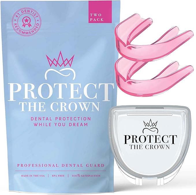 Protect The Crown Night Guard 2 Pack - Mouthguard for Teeth Grinding & Clenching, Professional Mouth Guard for Light and Heavy Grinding (Pink)