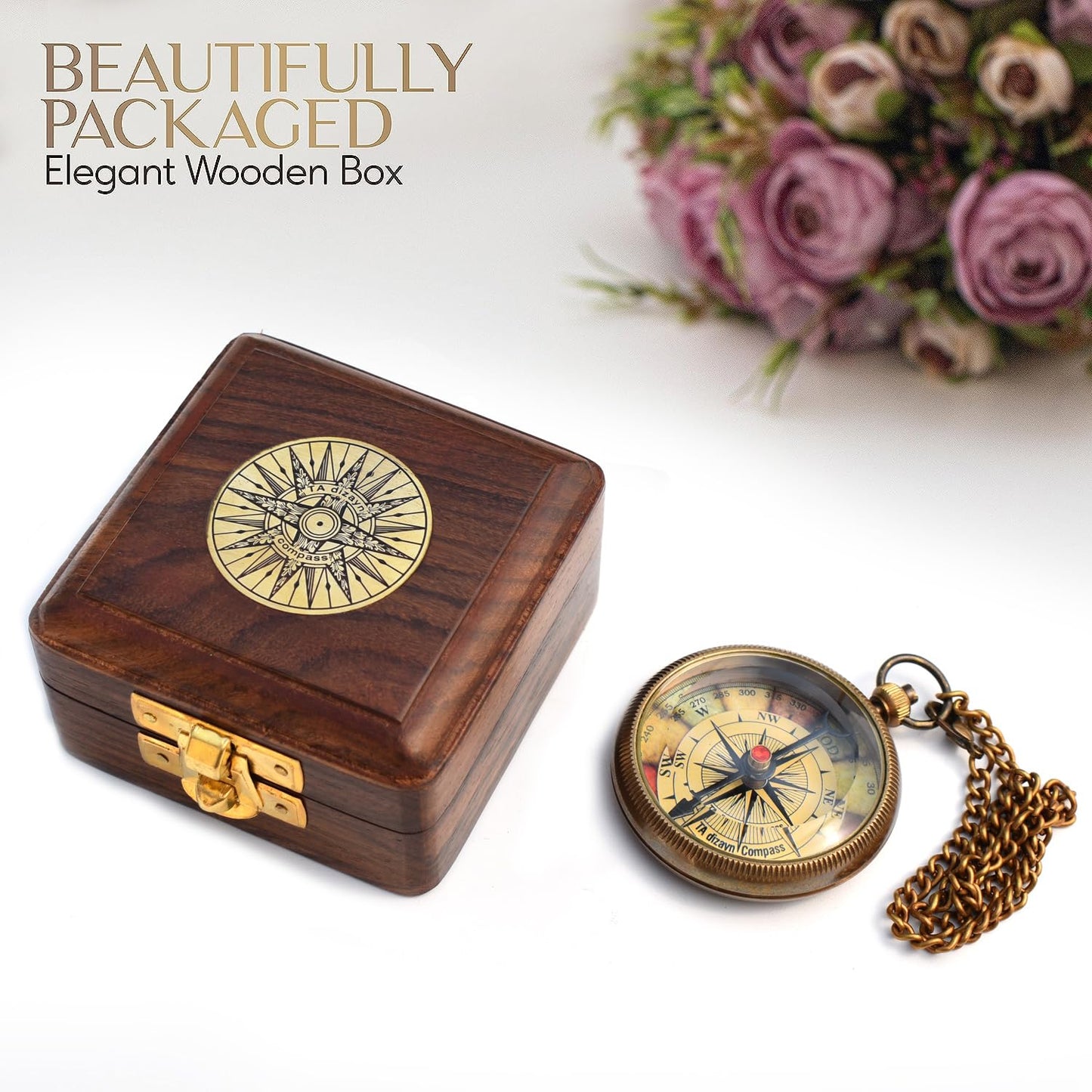 Gift for Grandson Brass Compass with Box Engraved Quote | Memory Present to My Grandson Birthday, Baptism, Graduation, Confirmation, Love, Gift idea by Grandpa Grandma, Greeting Card