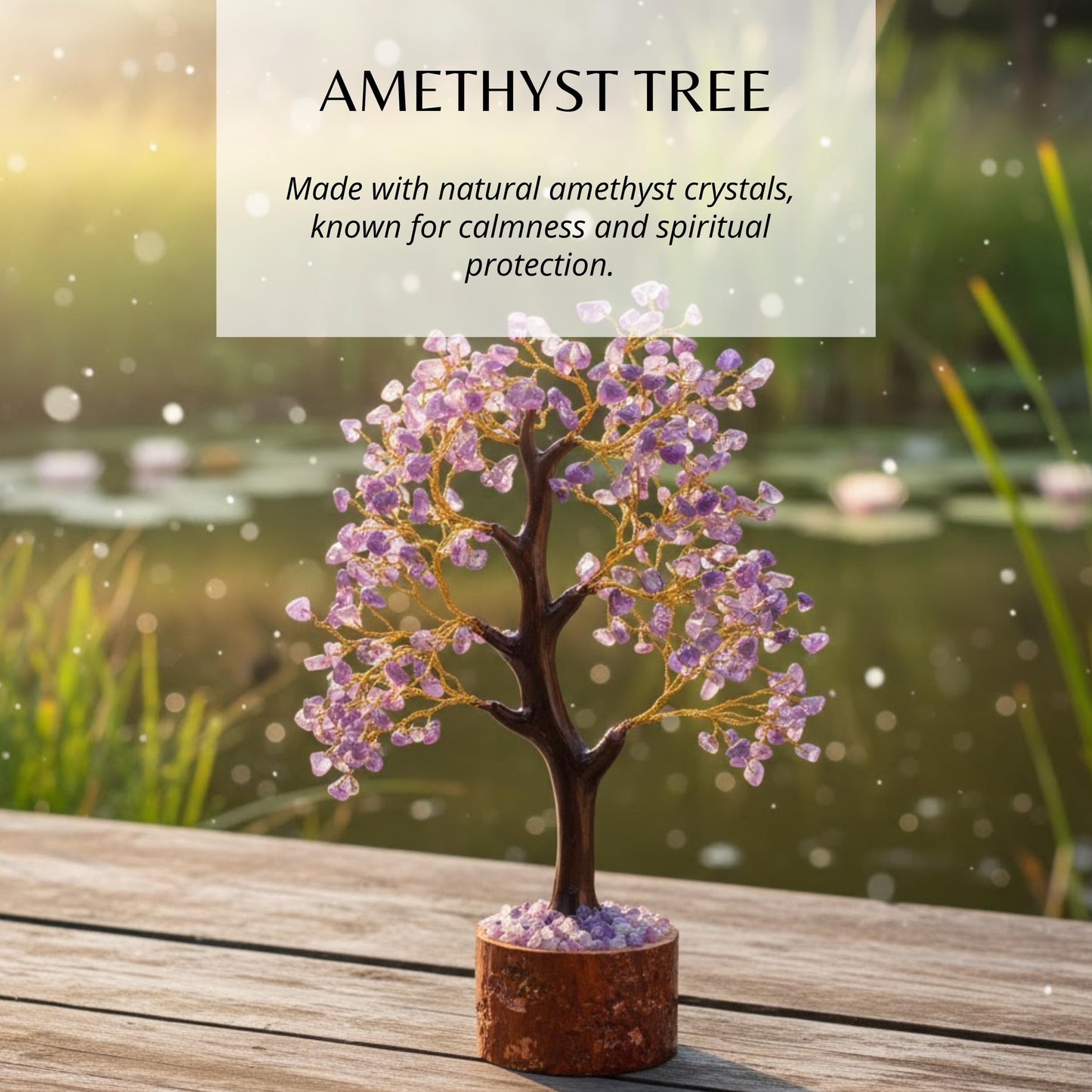 Amethyst Decorative Tree with Stone Chips, Handcrafted Wire Tree for Home Décor, Desk Display, Office Accent and Gifting