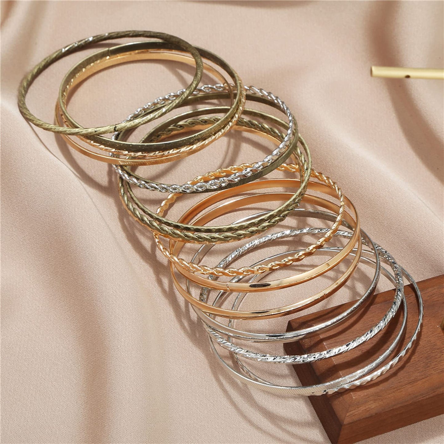 FUNOJOY Bangle Bracelets for Women,14K Gold Plated Boho Indian Multi Stackable Bangles For Women Jewelry Gifts