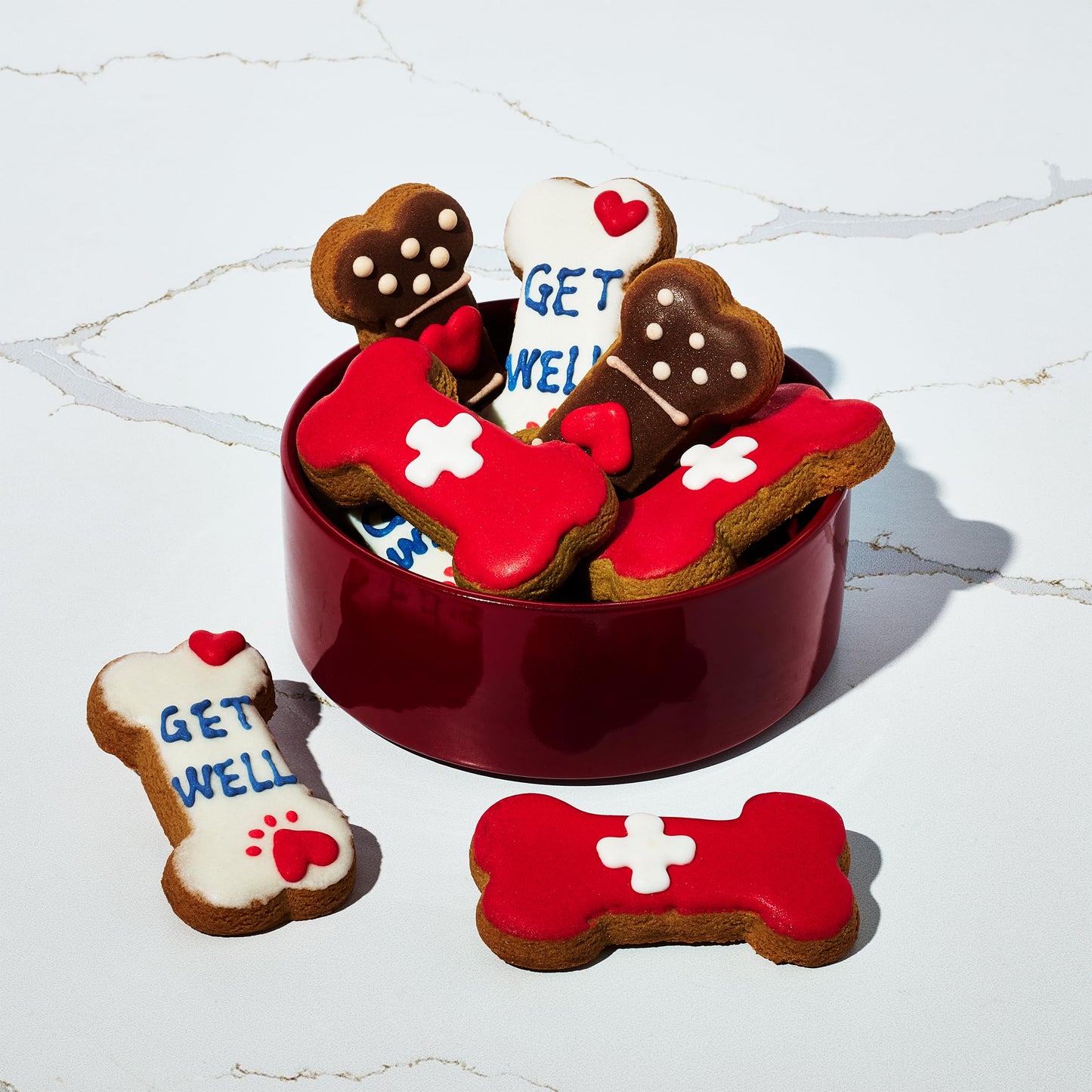 Thoughtfully Pets, Get Well Dog Cookies Gift Set, Crunchy Dog Treats Includes Colorfully Hand Decorated Get Well Themed Biscuits to Brighten Their Day, Set of 8