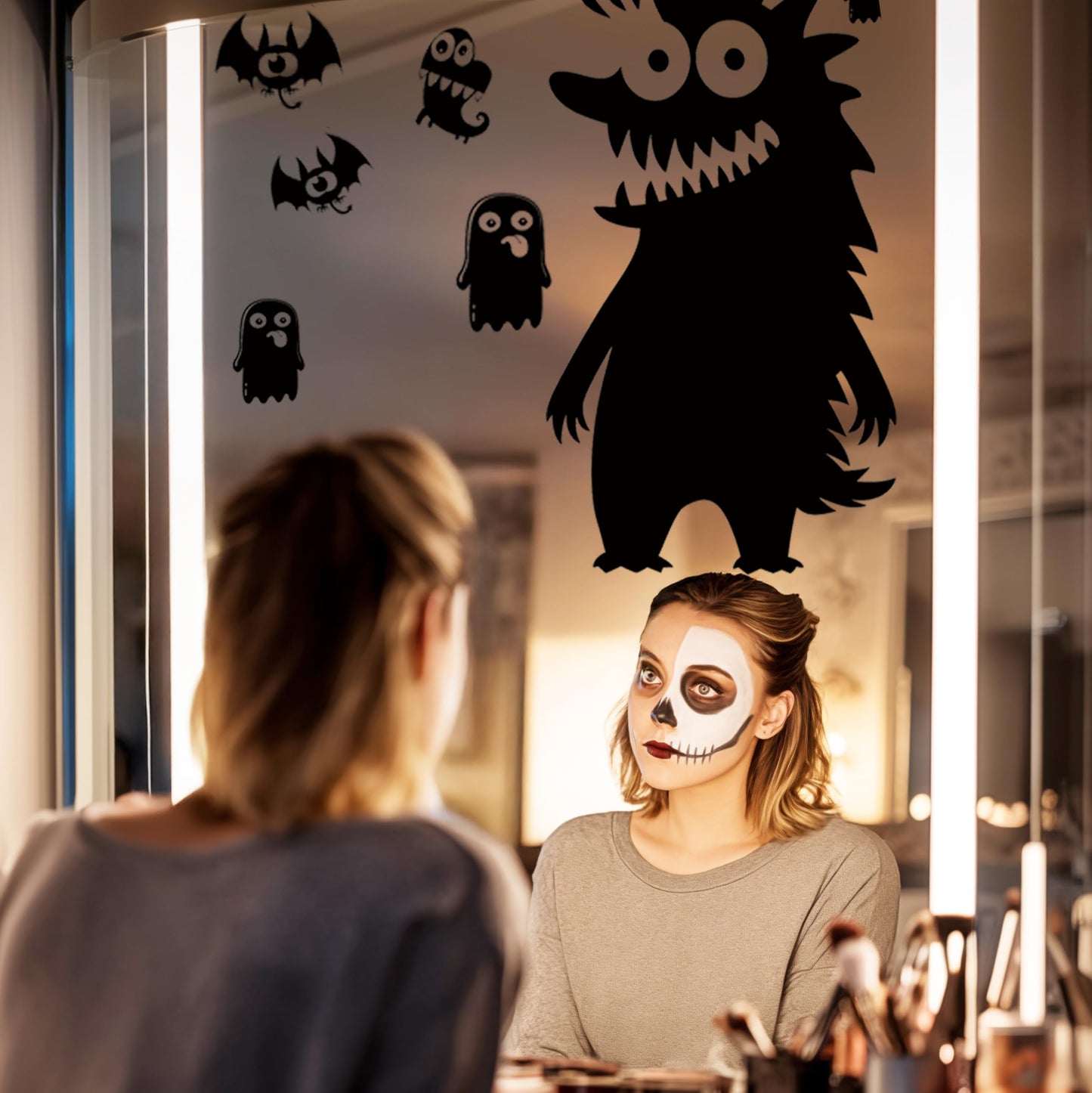 5 Sheets 29 Pcs Giant Adorable Peeking Halloween Window Clings Naughty Monster Window Decal Stickers for Halloween Decoration Supply