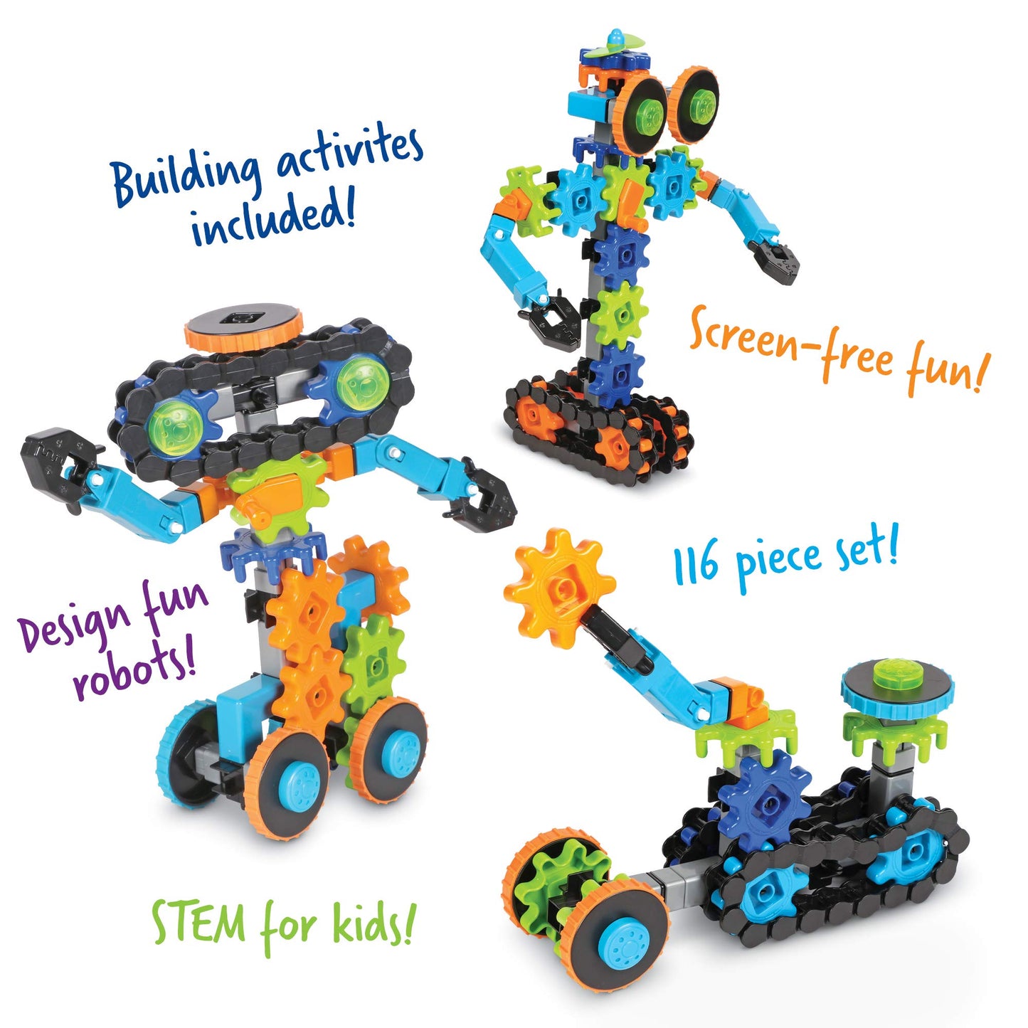 Learning Resources Gears Gears Gears Robots In Motion - Building Toys, STEM Activities, Fine Motor Skills, Toddler Construction Explorer Kit, Kindergarten Science, Boys and Girls Gifts