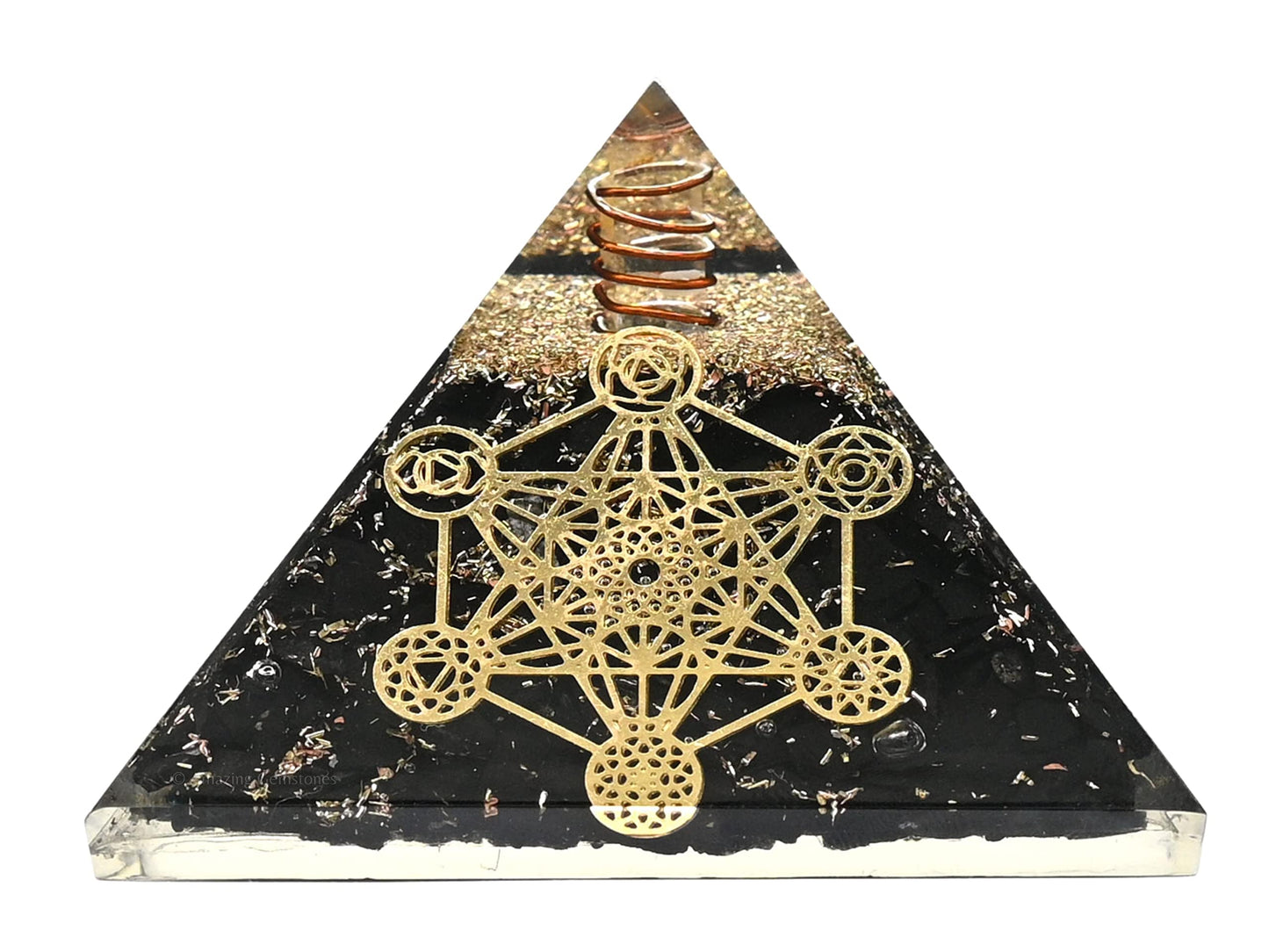 Amazing Gemstone Large Black Tourmaline Orgone Pyramid Crystal, Chakra Metatron Orgonite Pyramid - Positive Energy Healing