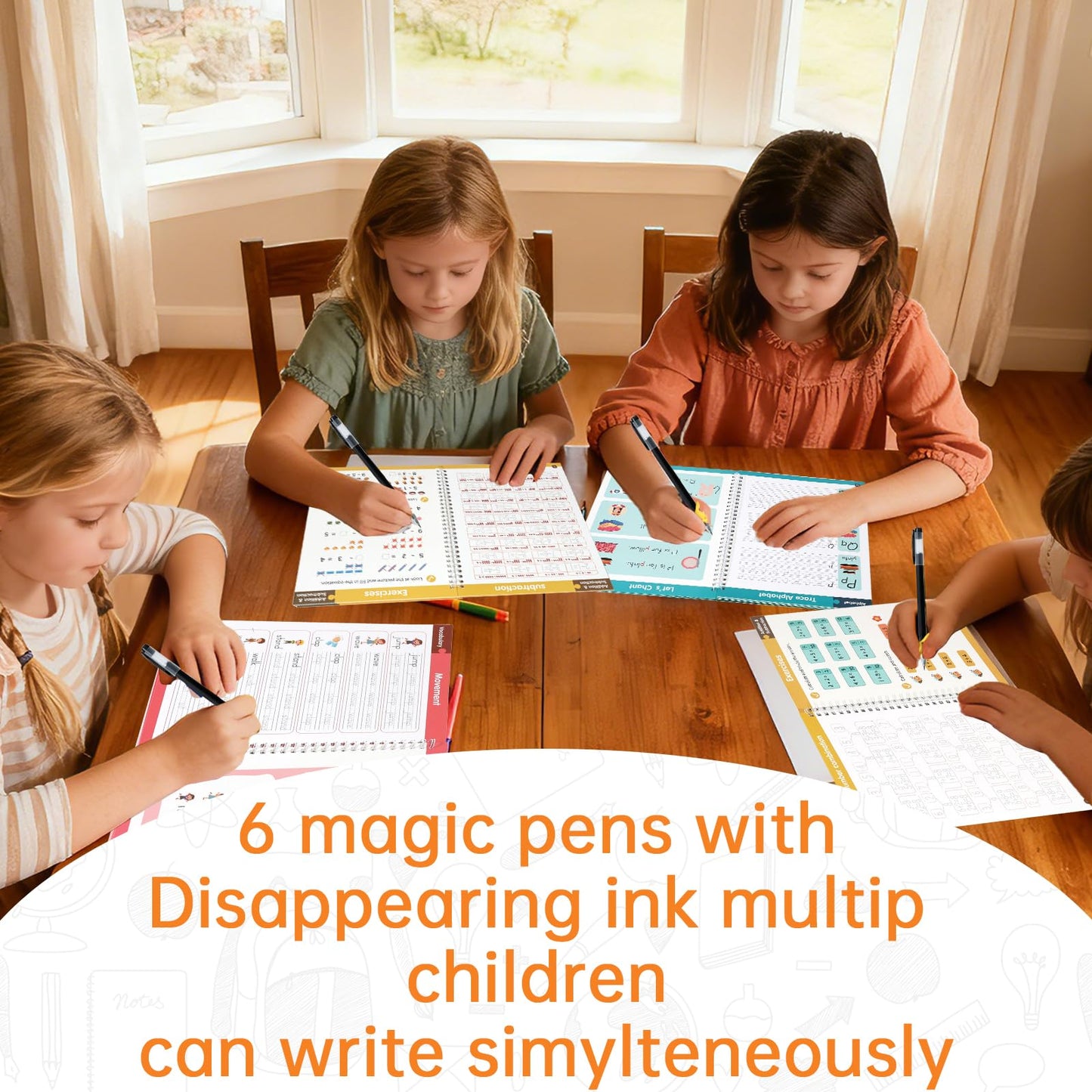 KAK Magic Grooved Writing Practice, grooved Handwriting Practice for Kids 6 Books Ages 3-8, Includes Pen Grips & 10 Refills,Preschool Learning