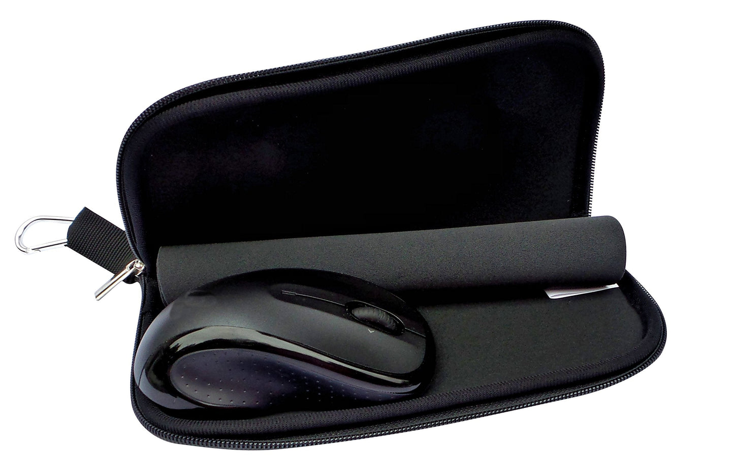 Travel Mouse Case Electronics Organizer Convertible Bag | Laptop Cord Cable Accessory Pouch with Extra Rolled Up Travel Mouse Pad | Pouch Unzips Flat Into Mouse Pad (Solid Black)