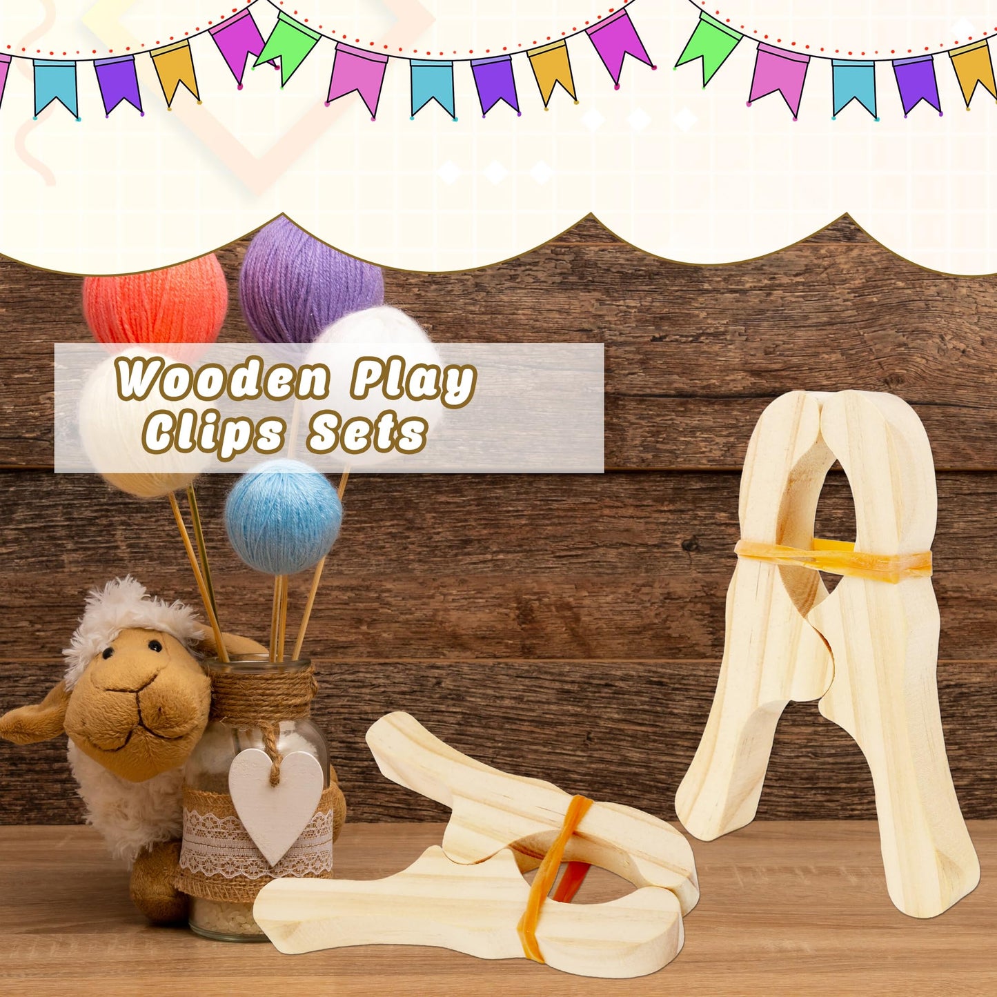 10 Pcs Wooden Game Clips Set for Fort Building and Play - Kids School Playground Building Games Silk Clips