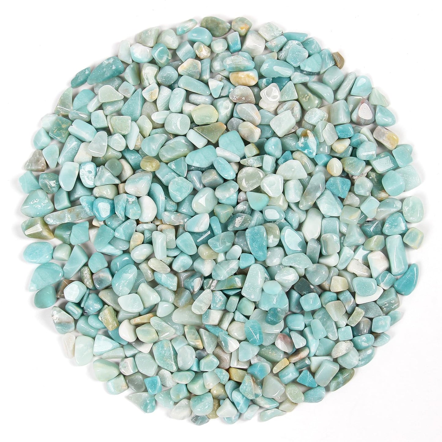 1.1lb Natural Crushed Amazonite Crystal Tumbled Chips-Healing Crystals Chips Bulk, Crushed Crystal Gemstones for Crafts, Beautiful Package for Gift (Amazonite)