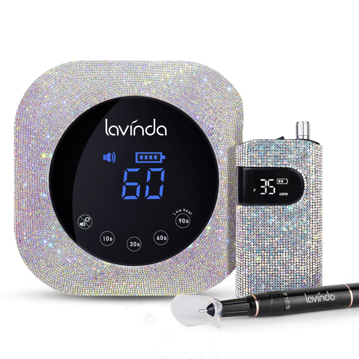 Lavinda Sparkle Cordless Nail Lamp UV Light for Gel Nails & Electric Nail Drill Nail Efile for Acrylic Gel Nails Salon Home Use